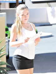 New face ravishing legal age teenager shows nude a-hole in outdoor upskirt & toys with sex tool