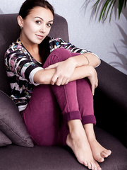 Brunette Hair sweetheart undressing to expose flat legal age teenager chest during glamour widen