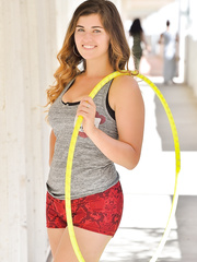 College hotty flashes her undressed booty and large billibongs in campus parking center