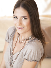 Hot lengthy legged Csilla peels her garments to widen for hairless fur pie closeup