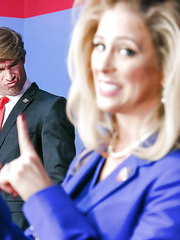 Blond mother I'd like to fuck pornstar Cherie Deville baring large melons during the time that blowing pecker