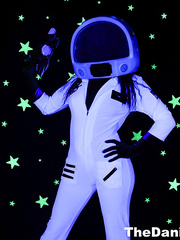 Pornstar Dani Daniels forces a blond sweetheart into lesbo sex with her stun gun