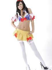 Cute legal age teenager beauty Destiny Moody exposes herself whilst clothed as Snow White