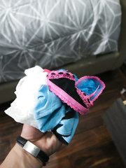 Sexy mama catches stepson jerking in her undies & sucks his boner in POV oral-stimulation