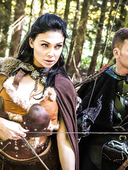 Breasty Euro dark brown Aletta Ocean giving large weenie a cosplay influenced bj