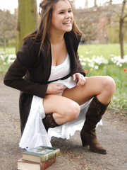 College mature female briefly exposes her large natural titties