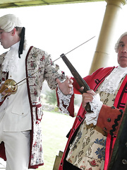 Sexy lady with fantastic mambos Emily B seduces musketeer with large milk cans