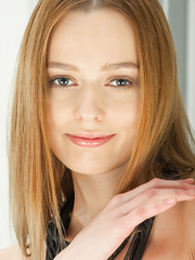 Slim exposed legal age teenager Infina showing pants and diminutive cunt close up