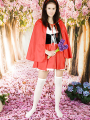 Legal Age Teenager 1st timer acquires bare during the time that removing Red Riding Hood outfit