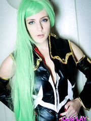 Cosplay hottie Smantha Bentley fingers her soaked snatch in various poses