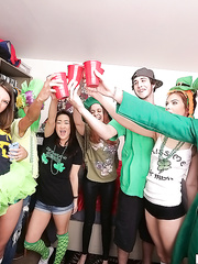 Drunk college angels take up with the tongue pussy and engulf pecker previous to taking facial cumshots