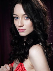 Slender beauty Zsanett Tormay baring her shaved bawdy cleft & diminutive bumpers wearing hose