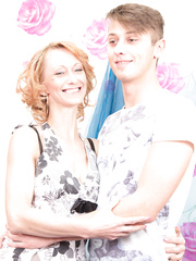 Slim cougar and the lad next door kiss as the willing to fuck