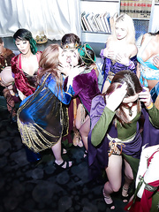 Wild party turns naughty one time the hotties grab wang in their soaked vags and mouth