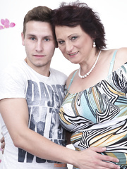 Aged big beautiful woman cougar lets her juvenile ally engulf her bare large fatty love melons