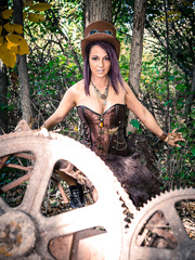 Non-Professional cosplay beauty Nikki Sims in strap baring her firm marangos in the forest