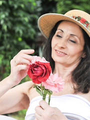 Hawt aged lady acquires open throat facial after blowing and riding her toy lad