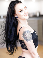 Dark Brown gal Alessa Savage bonks panty sniffer after catching him in the action