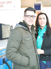 Older dark brown bangs a younger chap in back seam seam stockings and heals