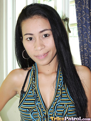 Miniature Filipina hotty Alma leaks semen from hairless cum-hole after sex with a Farang