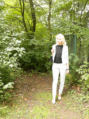 Dressed blond out for a walk finds herself a shlong that needs a irrumation