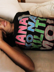 Petite titted Oriental beauty removes her cotton pants for a POV cookie fuck