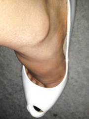 Girlfriends sexy footjob with cumshot on feet and shoes