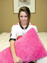 Sexually Excited legal age teenager in knee socks strips to give bros fellow a tugjob