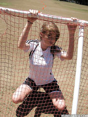 Redhead tennis player acquires tied,ding-dong gagged and thoroughly screwed in S&M match