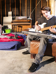 Studio doxy Tyler Nixon on knees dressed for oral-stimulation & exposed for doggy style