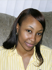 Dark 1st timer shows off her natural titties and bald cooter in the undressed