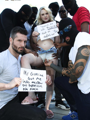 Worthwhile college blond acquires team-fucked in front of her perverteds boyfriend