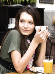 Slender Euro angel Leila disrobes down and shows off her trimmed wet crack