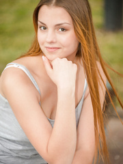 Redhead European chick undressing to stripped miniature legal age teenager marangos during glam discharges