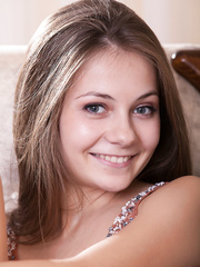 Slender juvenile gal Ennu A widening exposed legs to show natural shaggy bush