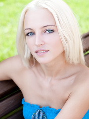 Enjoyable blond cutie Alysha A flashing hairless snatch outdoor in no panty upksirt