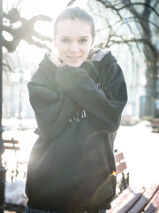 Hot legal age teenager hotty Katie A shows off her hairless cookie wearing dark nylons