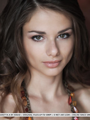 Skinny nude legal age teenager Loretta A flaunting smooth cunt during glamour discharges