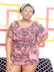 Breasty darksome SSBBW Luna looses large saggy whoppers to engulf & titty fuck her toy