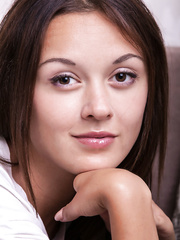 Lengthy legged slim legal age teenager Veselin takes off her short for a hairless love tunnel closeup