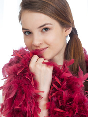 Slender hottie exposing miniature legal age teenager milk shakes and smooth vagina during glamour widen