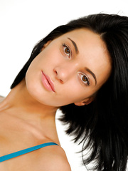 Sexy legal age teenager Yanika A in hot underclothing posing to show large bra buddies & exposed muff