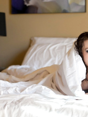 breasty non-professional Katie Banks wakes from sleep & rolls nude on her sofa