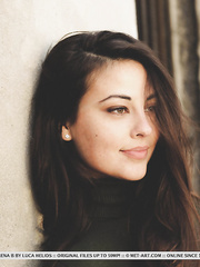 Leggy dark brown glamour sweetheart Lorena B flashing trimmed legal age teenager cum-hole