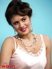 Retro pinup model Kelly Hall stripping lace underware to exposed merry pointer sisters