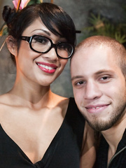 Dominatrix-Bitch DragonLily administers prostate stimulation to male sub in glasses