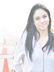 Hawt beauty Nicki shows her pierced nipps and fingers in a public place