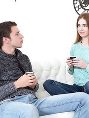 Slender legal age teenager with red hair Melissa Benz widens her legs for unfathomable penetration