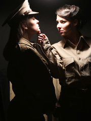 Hot military gals Blue Gal & Cindy Hope finger every other's cunts