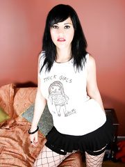 Wicked brunette hair surprises with a couple of moist natural breasts and pierced cunt